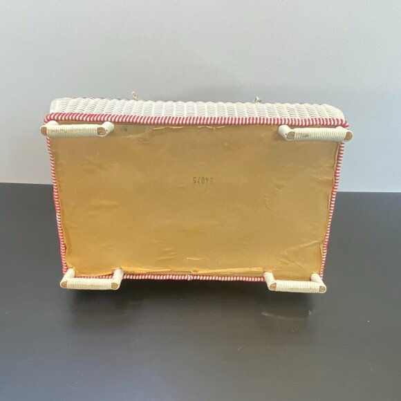 Sewing box in plastic and natural fiber, wooden basket, four feet case, jewelry - Picture 10 of 10
